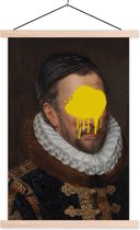 Posterhanger incl. Poster 40x60 cm - Schoolplaat - Willem van Oranje - Adriaen Thomasz - Geel - Textielposter - Blanke latten