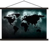 Affiche scolaire - Wereldkaart - Zwart - Wit - 90x60 cm