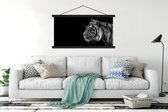 Poster Tigre sur fond noir en textielposter noir et blanc lattes noires 120x60 cm - Tirage photo sur plaque scolaire (décoration murale salon / chambre)