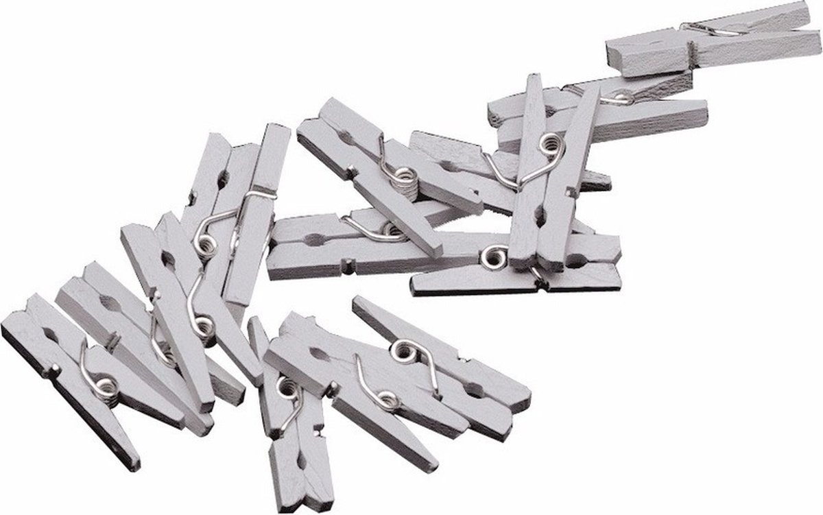Humbert 48x mini decoratieve clips - in de kleur zilver - 25mm - knijpers