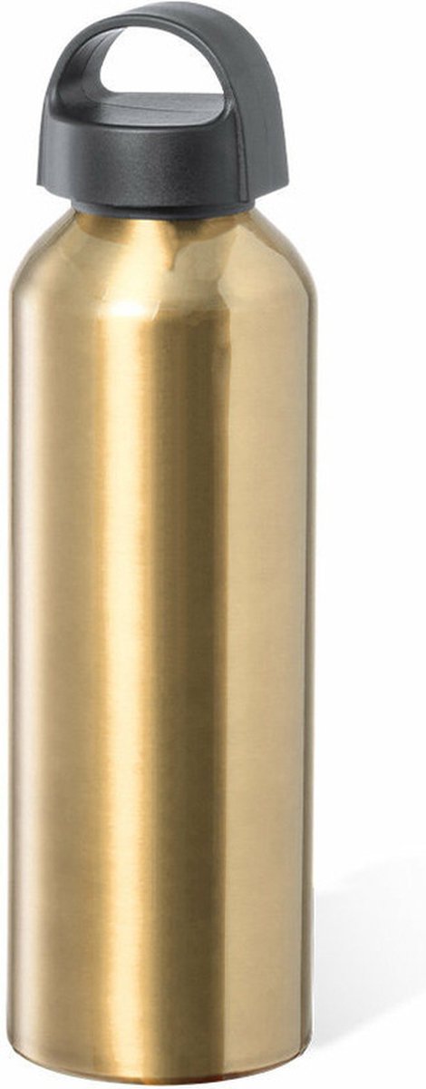 Bellatio Design Waterfles/drinkfles/sportfles - metallic goud - aluminium - 800 ml - schroefdop