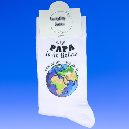 Liefste Papa - Vader - Hou van je - Verjaardag - Gift - Papa cadeau - -Sokken met tekst - Witte sokken - Grappige cadeau - Cadeau voor vader - Kado - Sokken - Verjaardags cadeau voor vader papa - LuckyDay Socks - Maat 37-44