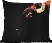Buitenkussens - Tuin - Amerikaanse bizon op zwarte achtergrond - 60x60 cm