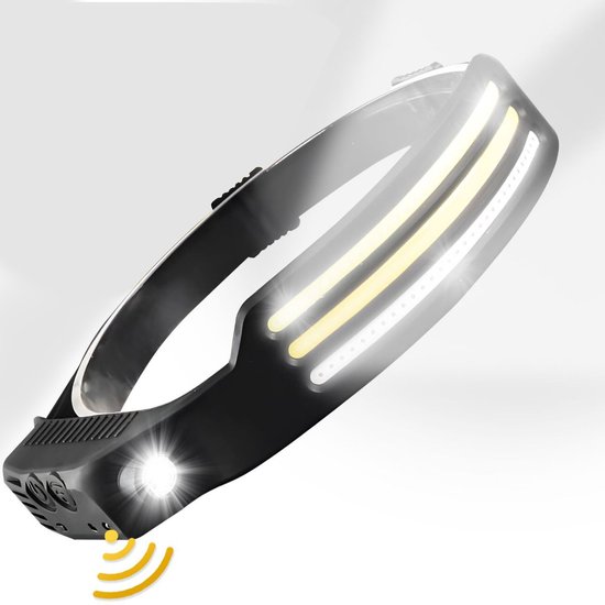 Foto: Proking cob led hoofdlamp hoofdlamp led oplaadbaar hoofdlampje ip44 waterdicht zwart 1000 lumen