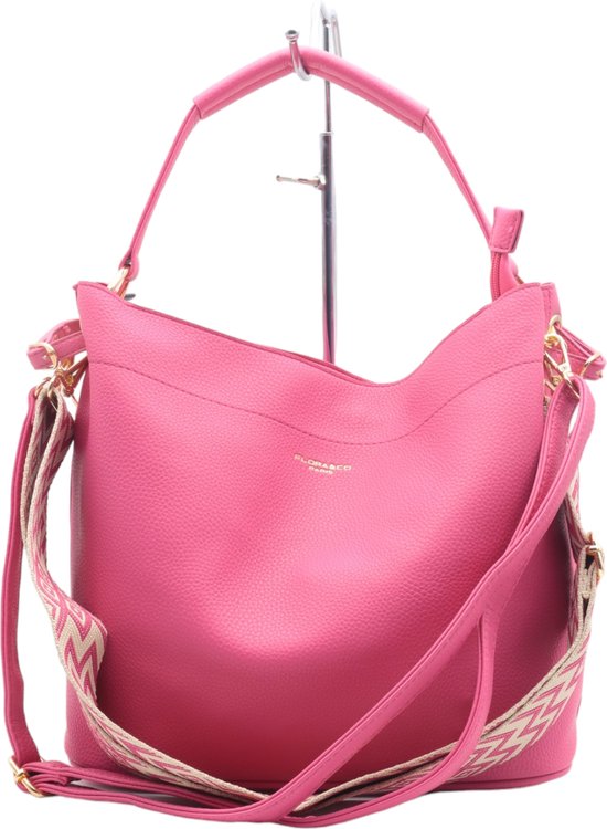 Flora & Co - Bag in bag/tas in tas - handtas/crossbody - fashion riem - fuchsia