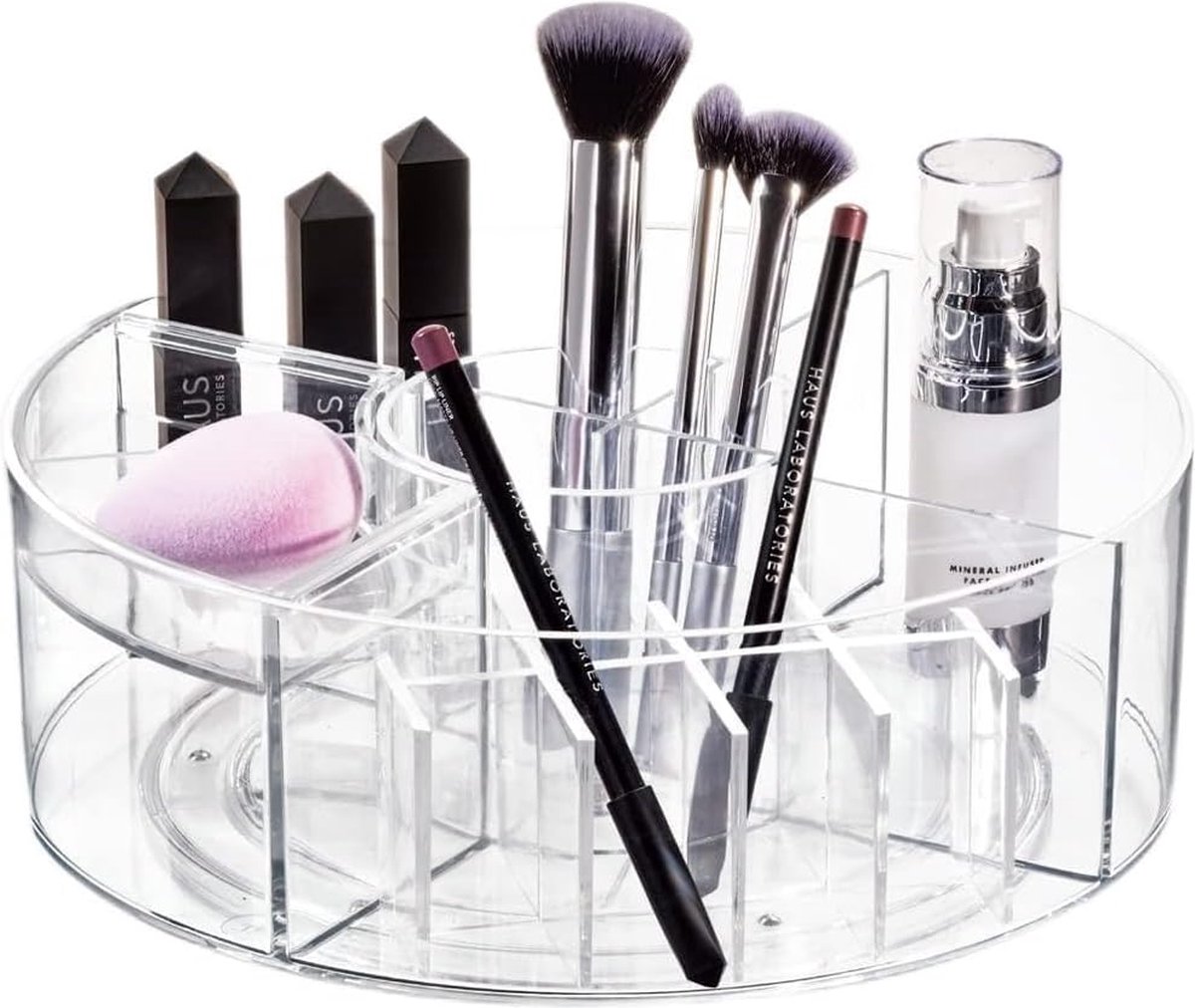 Make-uporganizer, draaibaar, personaliseerbaar voor make-up en gereedschap, transparant