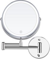 LED-muurmake-upspiegel 10X/1X vergrotende spiegel Verlichte badkamer USB 3-kleuren verstelbaar 360 ° draaibaar uitschuifbaar 8 inch