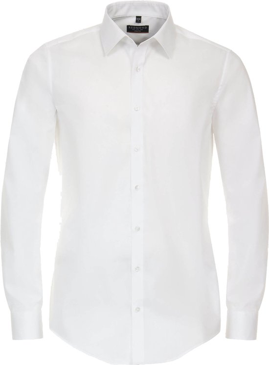 Redmond slim fit overhemd - popeline - wit - Strijkvriendelijk - Boordmaat: 45/46
