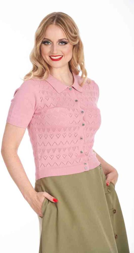Banned - Cardigan Heart Waves - S - Rose
