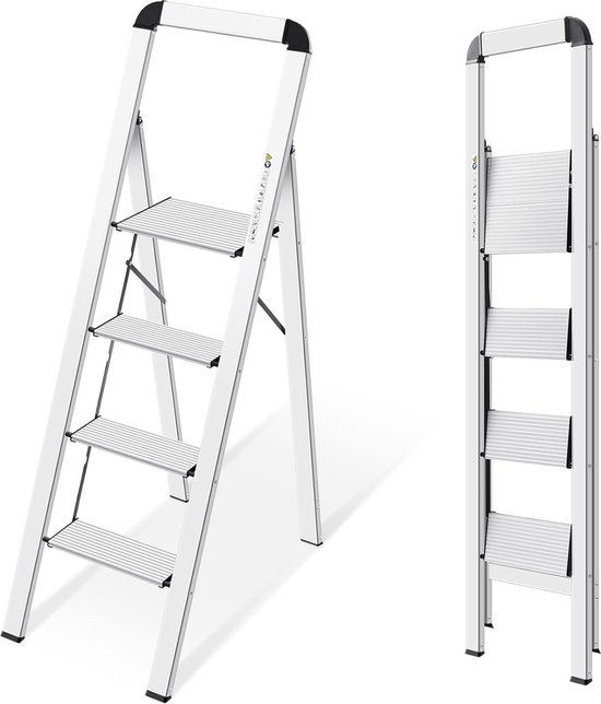 Foto: Opvouwbare trapladder met vouwveiligheid huishoudladder voor veilig en gemakkelijk gebruik