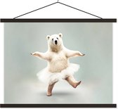 Schoolplaat - IJsbeer - Rok - Dieren - Wit - Portret - Muurdoek - 150x113 cm - Textielposter - Wanddecoratie