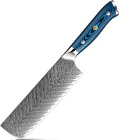 Couteau Damas - Professionnel - Nakiri - 30cm - Acier Damas - Couteau Japonais - Couteau Damas - 67 Couches - Écran Plat - Couteau de Cuisine - Chef - 8 pouces