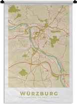 Wandkleed - Wanddoek - Plattegrond - Würzburg - Vintage - Kaart - Stadskaart - 120x180 cm - Wandtapijt