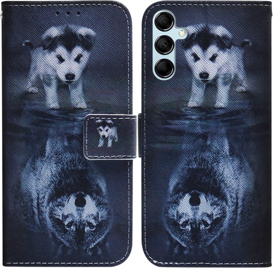 BookCover Hoes Etui geschikt voor Samsung Galaxy A15 - Wolf - Welp