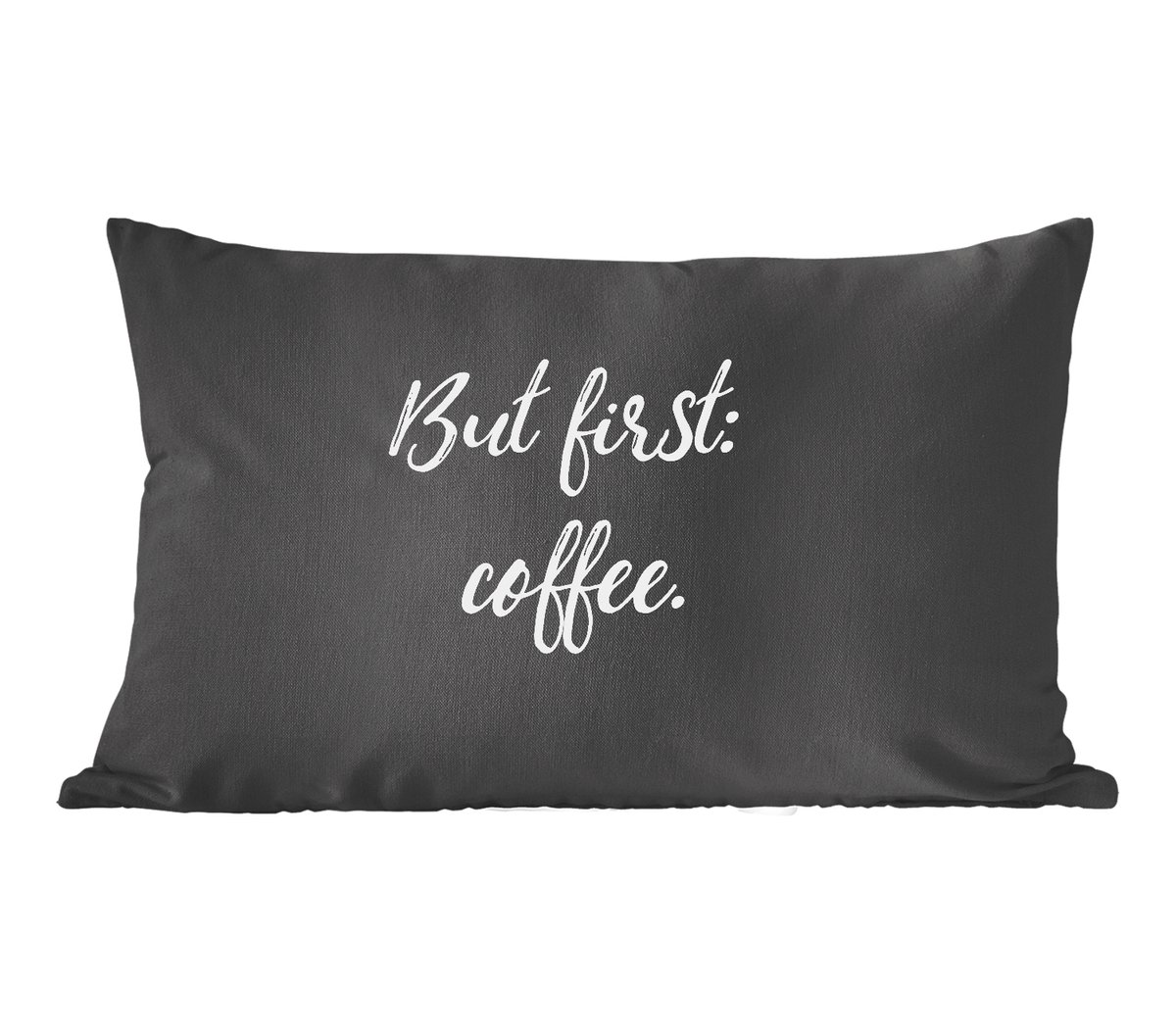 Sierkussens - Kussentjes Woonkamer - 60x40 cm - Quotes - But first: coffee - Koffie - Spre