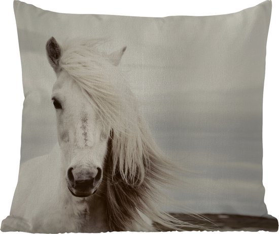 Buitenkussen - Paard - Strand - Manen - 45x45 cm - Weerbestendig