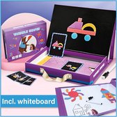 Kleurrijke vormen - Magneetboek incl. Whiteboard | Magnetische Puzzels, Voorbeeldkaarten en tekenbord in een meeneemkoffer