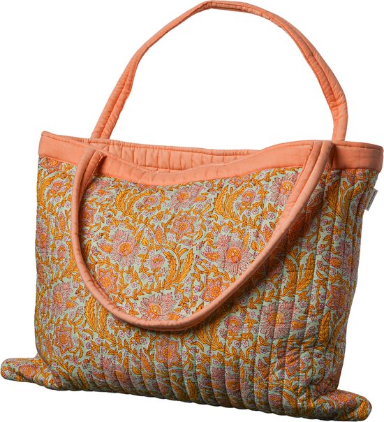 Handgemaakte Floral Pop (mom) bag | block print tas bloemenprint - Unknown Stories