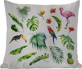 Sierkussen Buiten - Jungle - Patroon - Dieren - Bladeren - Jongens - Meisjes - Kids - 60x60 cm - Weerbestendig