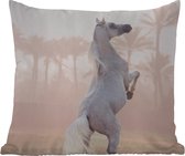 Buitenkussen - Paard - Zand - Palmboom - 45x45 cm - Weerbestendig