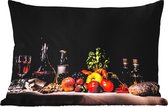 Buitenkussens - Stilleven - Eten - Drinken - Fruit - Zwart - 60x40 cm - Weerbestendig