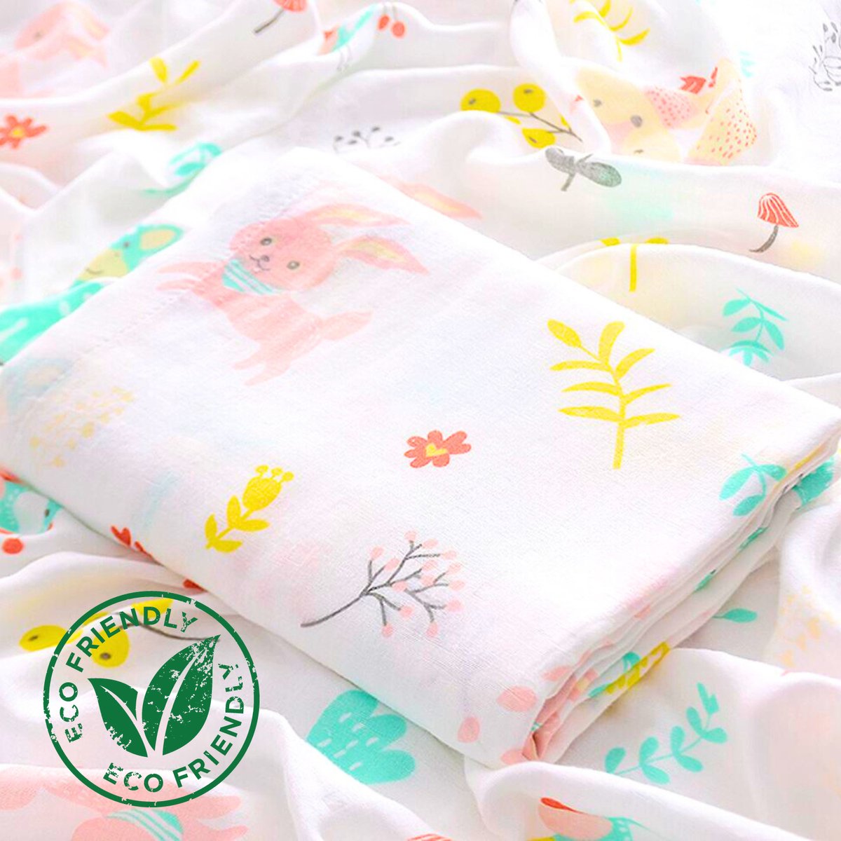Goedkoopste Duopack 2x BoefieBoef Vrolijke Lente Dieren Grote XL Hydrofiele Doek Baby - Duurzaam Eco Bamboe - Kerst en KraamCadeau - Swaddle, Inbakerdoek, Hydrofiele Luier & Babydeken - Gekleurd Vos Giraffe