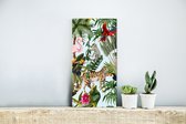 Wanddecoratie Metaal - Aluminium Schilderij Industrieel - Jungle - Dieren - Meisjes - Kinderen - Jongens - Flamingo - Papegaai - 20x40 cm - Dibond - Foto op aluminium - Industriële muurdecoratie - Voor de woonkamer/slaapkamer