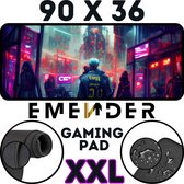 EMENDER - Muismat XXL Professionele Bureau Onderlegger – 2100 Town - Gaming Muismat - Bureau Accessoires Anti-Slip Mousepad - 90x36 - Roze