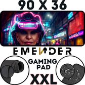 EMENDER - Muismat XXL Professionele Bureau Onderlegger – 2100 Girl - Gaming Muismat - Bureau Accessoires Anti-Slip Mousepad - 90x36 - Roze