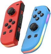 Joy Con Controller - Polsbandjes inbegrepen - Geschikt voor Nintendo Switch - Met RGB verlichting - Blauw Rood