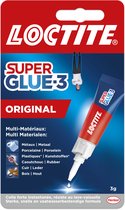 Loctite Original 3 g Extra sterke Superlijm voor Rubber, Metaal, Kunststof, Keramiek, Hout, Leder, Porselein