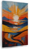 Tableau abstrait coucher de soleil - Tableaux Montagnes sur verre - Tableaux sur verre chambre - Décoration murale industrielle - Tableaux plexiglas - Décoration salon - 80 x 120 cm 5mm