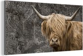 Wanddecoratie Metaal - Aluminium Schilderij Industrieel - Schotse hooglander - Wereldkaart - Dieren - 120x60 cm - Dibond - Foto op aluminium - Industriële muurdecoratie - Voor de woonkamer/slaapkamer