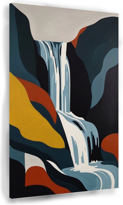 Waterval - Slaapkamer schilderijen canvas - Wanddecoratie landschap - Muurdecoratie klassiek - Canvas - Kunstwerken schilderij - 50 x 70 cm 18mm