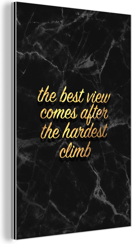 Décoration murale Métal - Peinture Aluminium Industriel - Citations - Dictons - Or - Marbre - 120x180 cm - Dibond - Photo sur aluminium - Décoration murale industrielle - Pour le salon/chambre