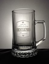 Bierpul - opa - cadeau voor opa - glas - Glas gravering - presentje - uniek cadeau - cadeau voor opa - opa is lief - bijzonder cadeau
