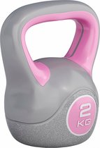 Bol.com Gorilla Sports Kettlebell Trendy - Kunststof - 2 kg - Grijs - Roze aanbieding