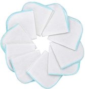 Mias Lot de 10 Gants de toilette pour bébé en flanelle Molleton, en coton, couleur : blanc, sans substances nocives, lingettes pour bébé, lingettes cosmétiques, lingettes multi-usages