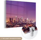 MuchoWow® Glasschilderij 90x60 cm - Schilderij acrylglas - Amerika - Stad - Los Angeles - Foto op glas - Schilderijen