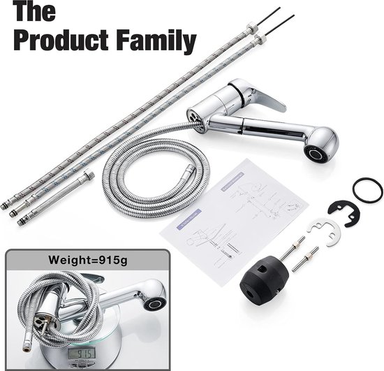 TIMACO Zwarte Keukenkraan Uittrekbaar - 360° Draaibare Mengkraan Met Douche Voor Gootsteen