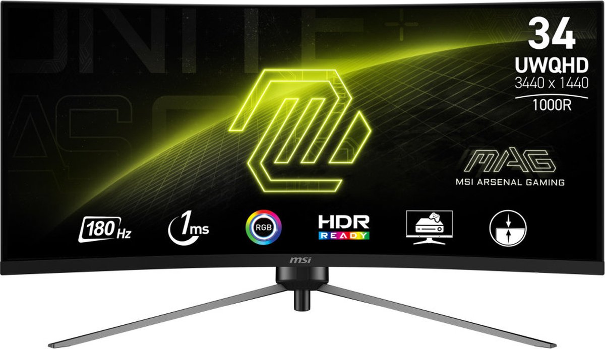 MSI MAG 345CQR - UWQHD Gaming Monitor - Curved - 180Hz - 34 Inch op Prijzenvolger.com