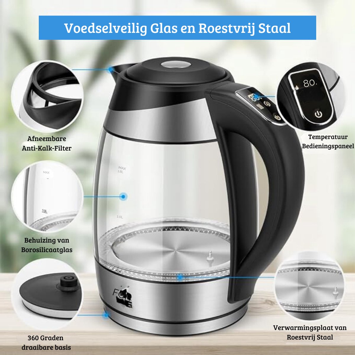 Waterkoker - Glas - De Goedkoopste in Disposables