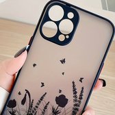 Iphone 13 hoesje met bloemenpatroon zwart