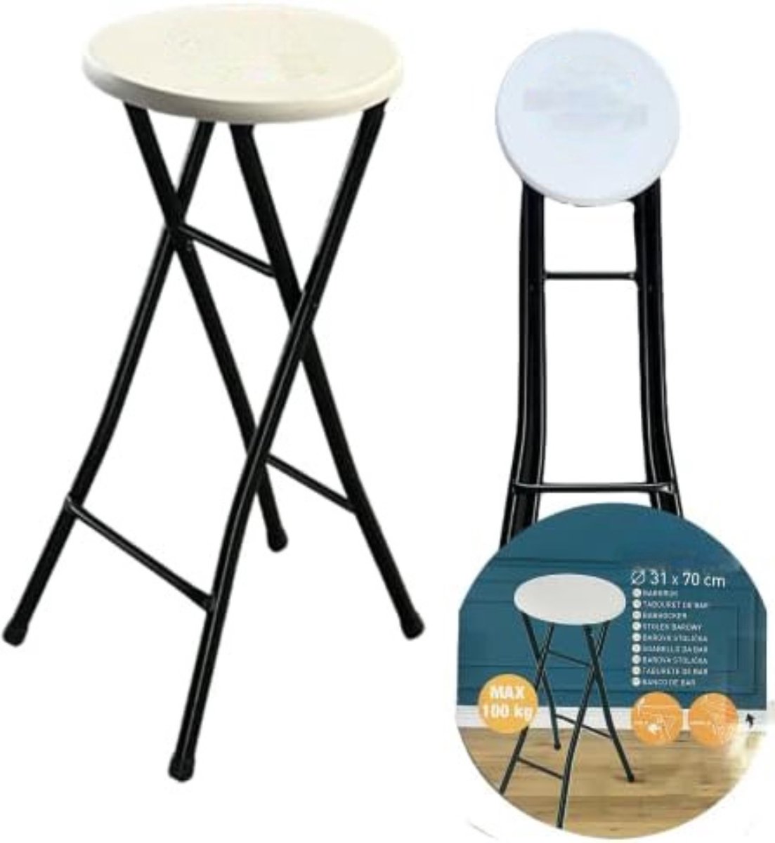 Relaxdays inklapbare barkruk - set van 2 - rotanlook