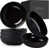 Kom Design (6 x 750 ml, noir) - bol à soupe extra large - bol à soupe lavable au lave-vaisselle - bol - bol à muesli - saladier en céramique - bol à muesli grand