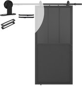 Stalen schuifdeur - Loft - 3 vaks rookglas - kickplate - 215 x 100 cm inclusief schuifdeursysteem