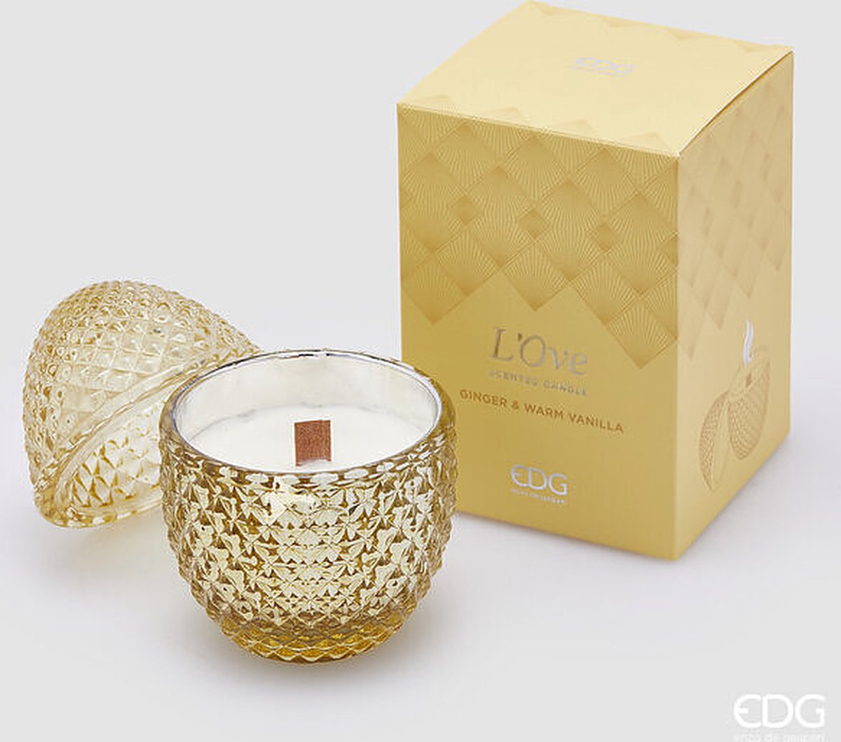 EDG - Enzo De Gasperi Geurkaars Geel Ginger & Warm Vanilla D8 - glas - Pasen