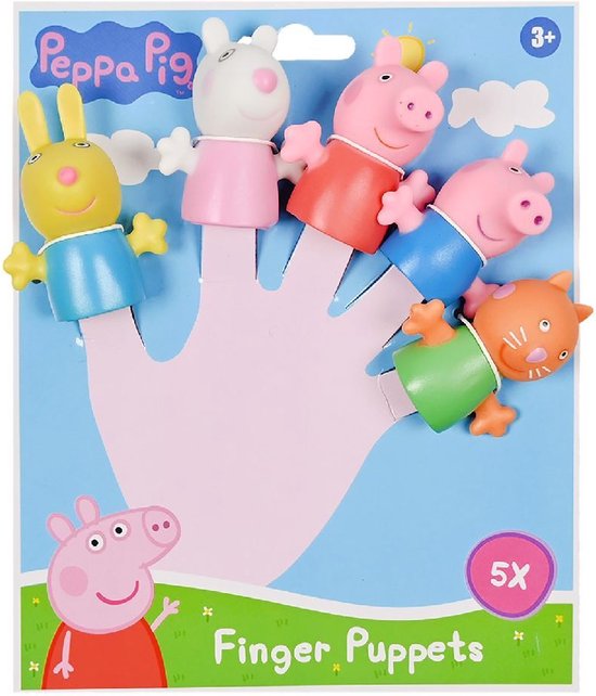 Marionnettes à doigts Peppa Pig: Peppa, George, Suzy Sheep, Danny Dog et Rebecca Rabbit.