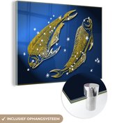 MuchoWow® Glasschilderij 120x90 cm - Schilderij acrylglas - Sterrenbeeld - Vissen - Sterren - Foto op glas - Schilderijen