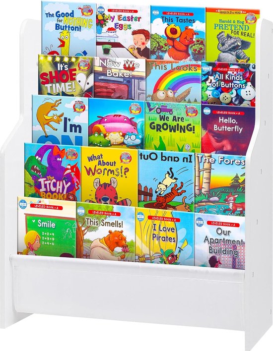 Kinderboekenkast met 5 planken, kinderrek voor kinderkamer, voor het bewaren van kinderboeken, multifunctionele organizer voor kinderkamer, kindermeubels voor klein kind